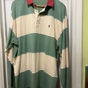 Polo by Ralph Lauren Green and Cream Striped Shirt